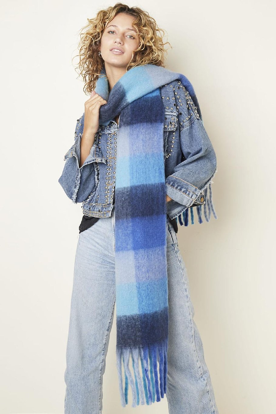 Winterschal karierte Farben Lila Polyester Bild5